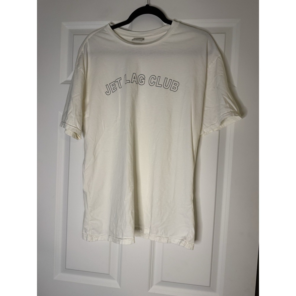 Oat Collective Graphic T Shirt Jet Lag Club Large Cream